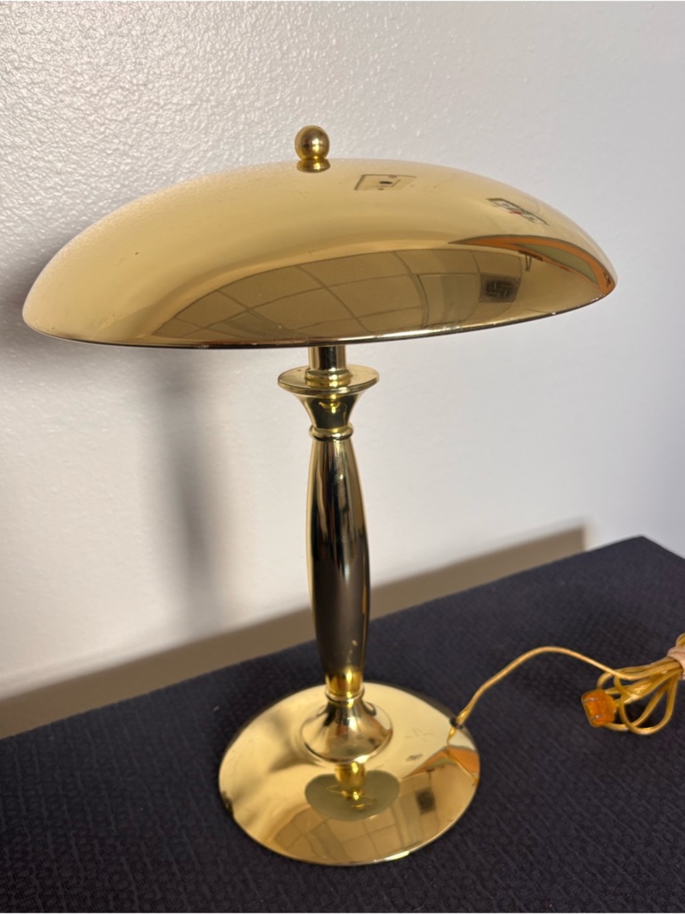 Vintage MCM Brass Atomic Saucer Lamp, 3 Way Touch Control Works Great!
